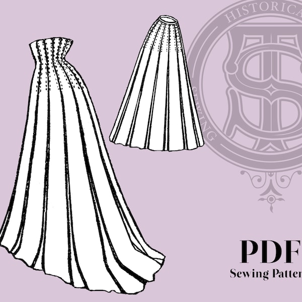 Pearl - 1900s Fifteen Gored Corset Skirt 26" Waist PDF Reproduction Sewing Pattern