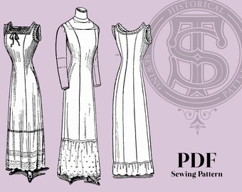 Julie - 1910s Seven Gore Princess Slip 40&quot; Bust PDF Reproduction Sewing Pattern