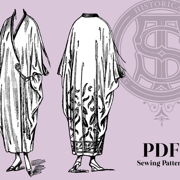 Althea - 1910s 1920s Draped Tea Gown 40" Bust PDF Reproduction Sewing Pattern