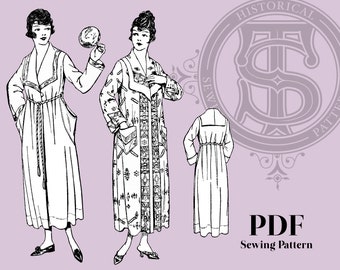 Nola - 1910s Robe 36" Buste Reproduction PDF Patron de couture