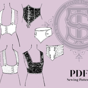 Velda - 1910s Belts, Girdles, and Jumper 26-28&quot; Waist PDF Reproduction Sewing Pattern