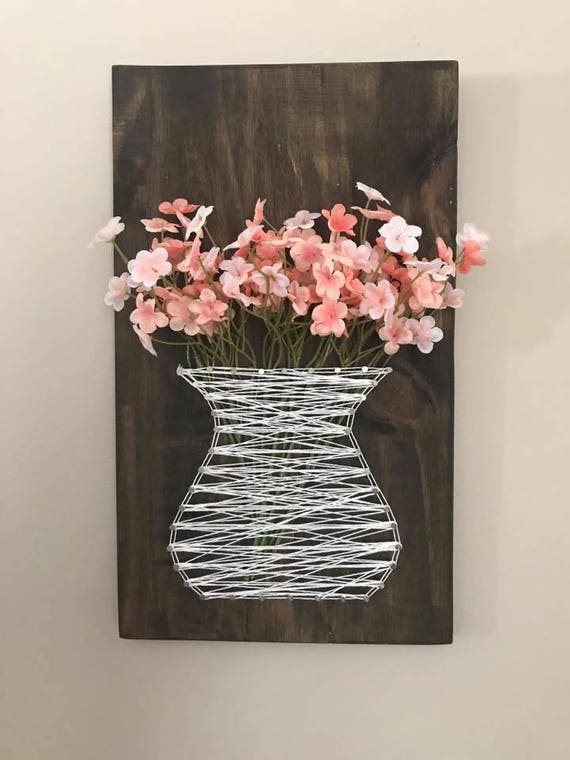 String art vase with removable flowers. Etsy