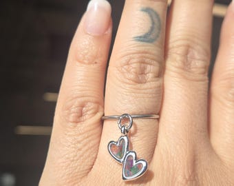 Kpop Double Heart Charm Adjustable Ring|Stackable|Stainless steel|Kpop stan|Choose Your Group/Tour
