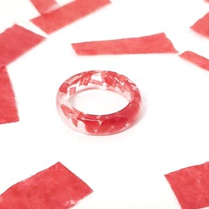 Band Ring|Red Orange|Stray Kids Concert Confetti|Stays|Resin Jewelry|Sizes 5-10|Maniac World Tour