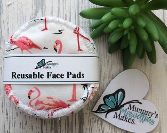 Soft Reusable Face Wipes, Zero Waste Makeup Wipes, Eye Make Up Remover Pads, Face Pads, Flamingo Face Pads, Face Wipes, Gift For Her