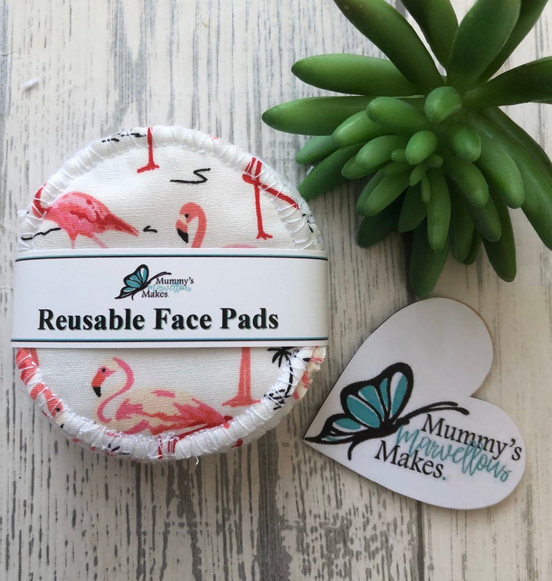 Soft Reusable Face Wipes, Zero Waste Makeup Wipes, Eye Make Up Remover Pads, Face Pads, Flamingo Face Pads, Face Wipes, Gift For Her Flamingo