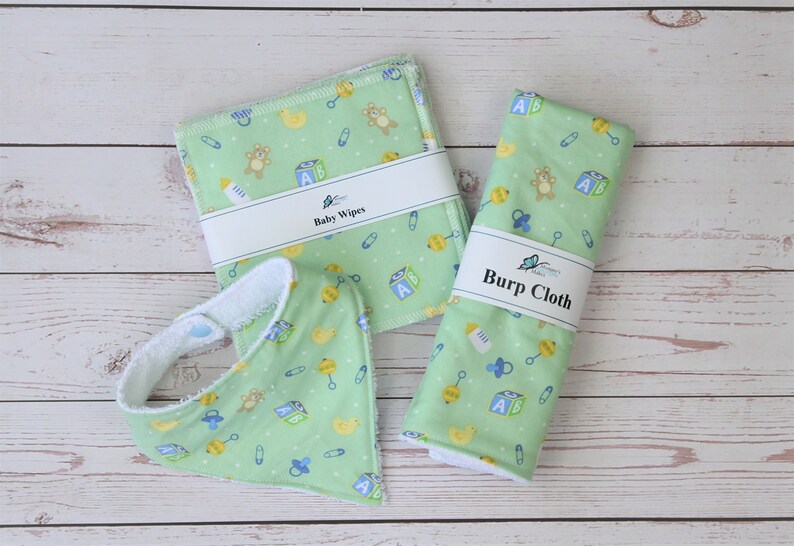 New Baby Gift Set, Eco Gift Set, Baby Bib, Reusable Baby Wipes, New Baby Gift Set, Eco Gift Set, Baby Bib, Reusable Baby Wipes,