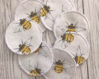 Reusable Face Wipes, Zero Waste Make up Wipes, Bee Make Up Remover Pads, Face Pads, Facial Cleansing Rounds, Face Wipes, Gift For Her