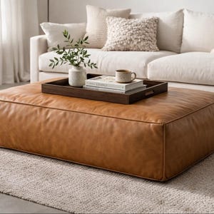 Handgefertigte marokkanische Leder Ottomane, Couchtisch, Fußstütze, Ungepolstert