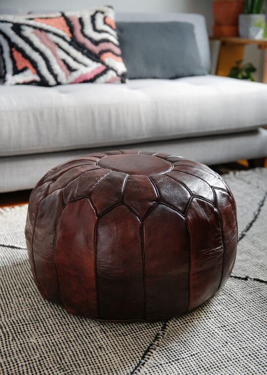 Round Pouf Ottoman Stuffed Floor Foot Stool Floor Pouf Chair for Living  Room Bedroom Foot Rest for Couch 20 In Diameter x 12 In Height Ottoman Foot