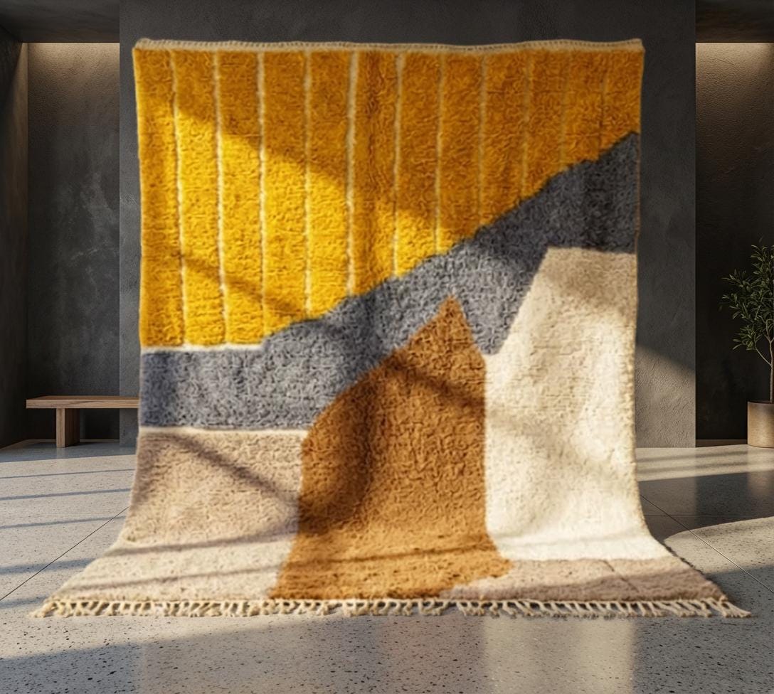 Handmade Beni Ourain Rug - Modern Abstract Colorful Living Room Decor ...