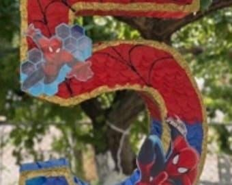 Piñata numero 5, Piñata numero 5 ispirata a Spider Man, alta 20 pollici, larga 4 pollici