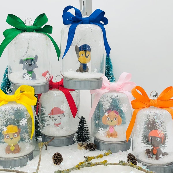 Paw Patrol Charakter Ornament, Glitter Schnee, Ornamente Weihnachten, Geschenk für Freundin, Kinder Dumbo, Handgefertigtes Einzelstück