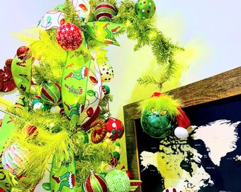 Grinch ornament shatter proof  4"x.4.5" large Bubble Round Grinch, holiday gift, Christmas , Perfect gift, gift for friend