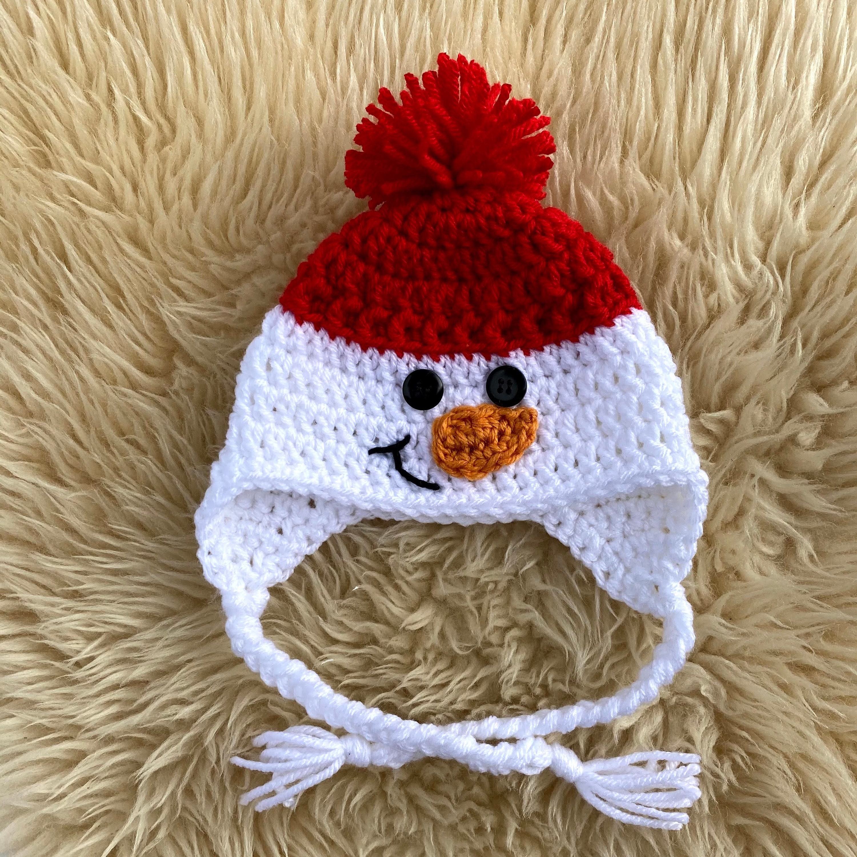 CROCHET SNOWMAN HAT Baby Christmas Hat Kids Winter Hat Etsy