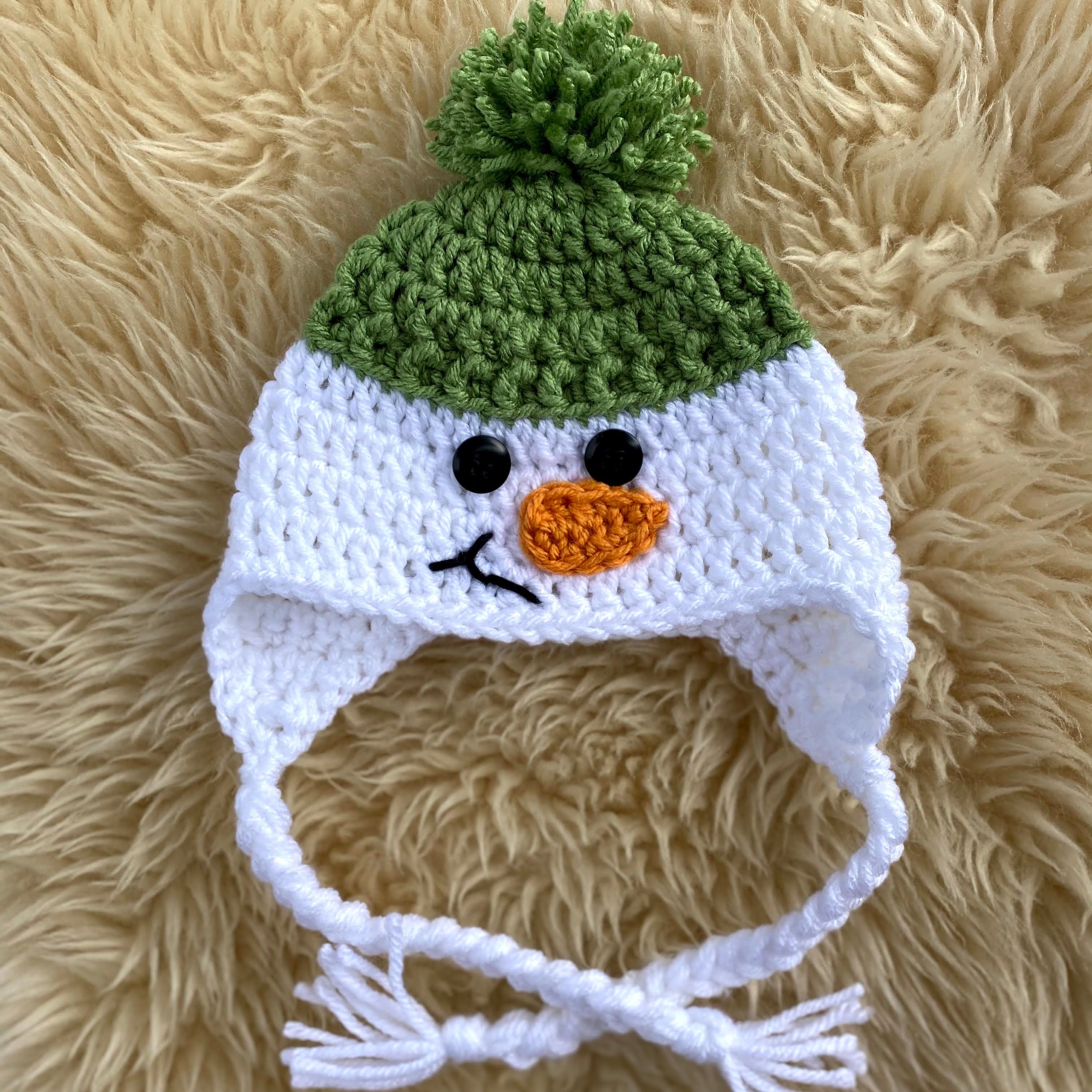 CROCHET SNOWMAN HAT Baby Christmas Hat Kids Winter Hat Etsy