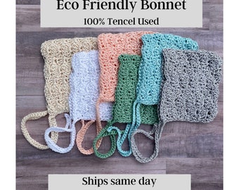 CROCHET BABY BONNET , Organic Baby Clothes , Eco Friendly Clothing