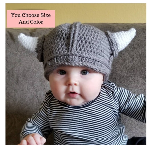 Hot Sale Newborn Baby Kids Viking Hat Crochet Horn Cap Knitted Beanie Costume US