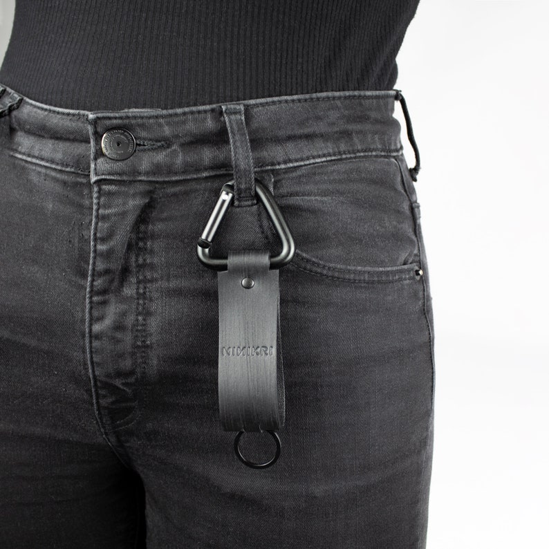 Designer Keyring, Genuine Leather Keychain, Black Custom Keyholder ...