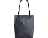 SALE 30% OFF Recycled repurposed genuine leather tote bag laptop bag grey nappa backpack adjustable rope