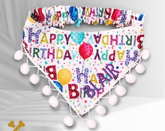 Personalized Birthday Dog Bandana - Custom Party Scarf for pets