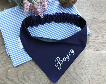 Blue navy Personalized dog Bandana with elastic high quality,  dog collar, navy cat bandana, custom pet bandana, dog or cat scarf, pet scarf