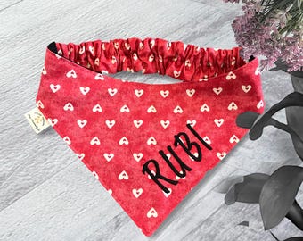 Personalized Dog Bandana, Valentines Pet Gift, Embroidered Dog Scarf, Custom Cat Kerchief