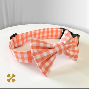 Adjustable Dog Collar Bow Tie: Gingham Cotton Pet Accessory