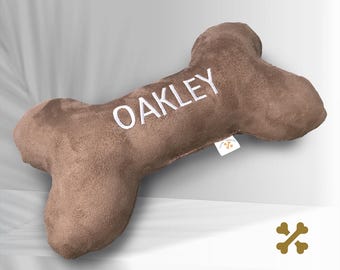 Dog Bone Toy Embroidered Monogram - Custom Pet Pillow with Name