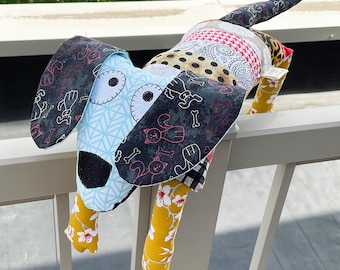 Brinquedo para cachorro feito à mão em patchwork - 100% algodão de pelúcia - Brinquedo para animais de estimação