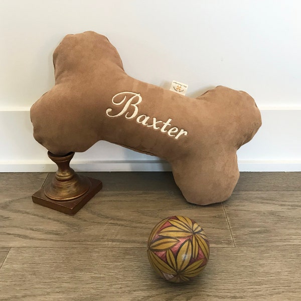 Custom Embroidered Bone-Shaped Pet Toy: Durable Pillow for Dogs and Cats - Perfect Gift for Pet Lovers! personalized and sturdy dog toy