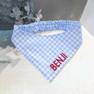 Personalized Dog Bandana with Elastic cat bandana Customizable Pet Scarf for Stylish Comfort any occasion dog gift checkered bandana image 1