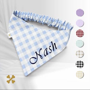 Customizable Gingham Dog Bandana with Elastic – Checkered Pet Scarf – Personalized Dog and Cat Bandana – Dog Gift – Stylish Pet Accessory
