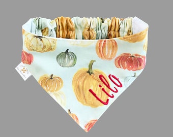 Personalized dog Bandana with elastic fall pattern, fall dog scarf, fall cat scarf, autumn dog scarf, autumn pumpkin bandana embroidered