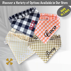 Plaid Dog BandanaCheckered Personalized Dog Bandana with Elastic - cat bandana - check dog bandana - puppy announcement checkered bandana