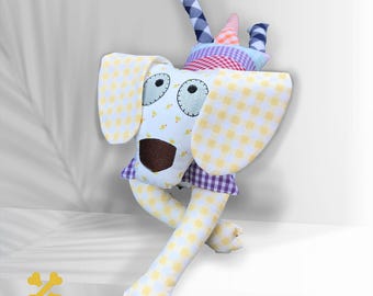 Giocattolo per cani patchwork fatto a mano – Cuscino comfort per cuccioli in cotone sostenibile