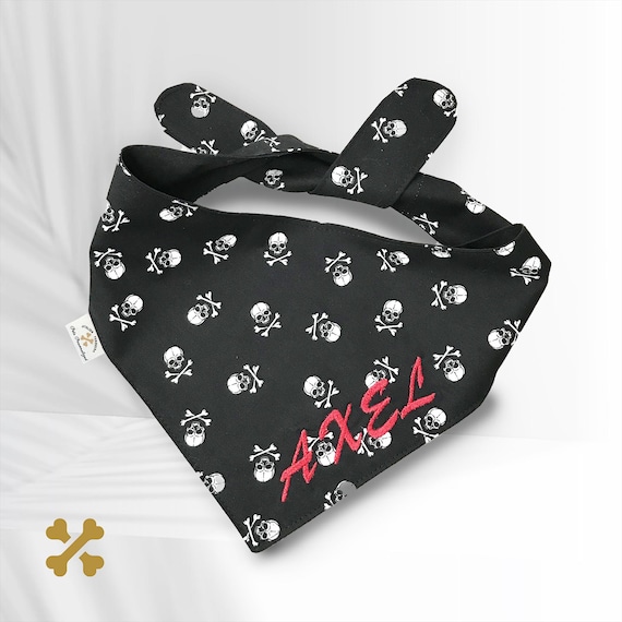 Skull Dog Bandana: Personalized Embroidered Pet Scarf