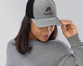 PopsRacer Trucker style cap embroidered logo and mesh venting