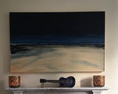 Art Original Painting seascape beachscape Wall Beach Scape Sea professional paint framed abstract waves ocean night peaceful calm stars