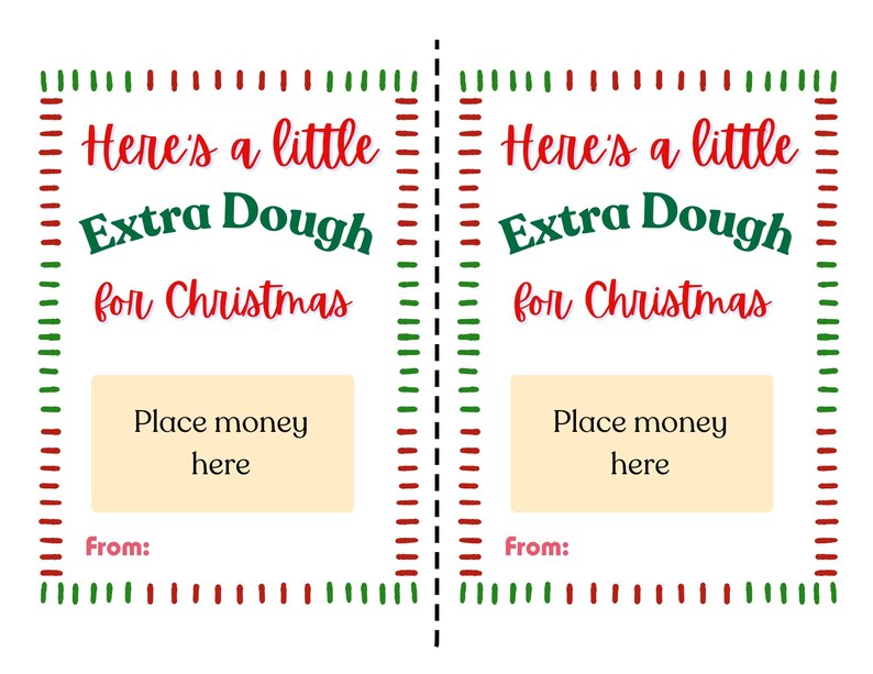 A Little Extra Dough | Christmas Gift Card Holder | Printable Template ...