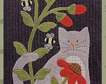 Simple Blessings Part 2 - Cat Among the Daisies Folk Art Penny Rugs by All Through the Night Pattern
