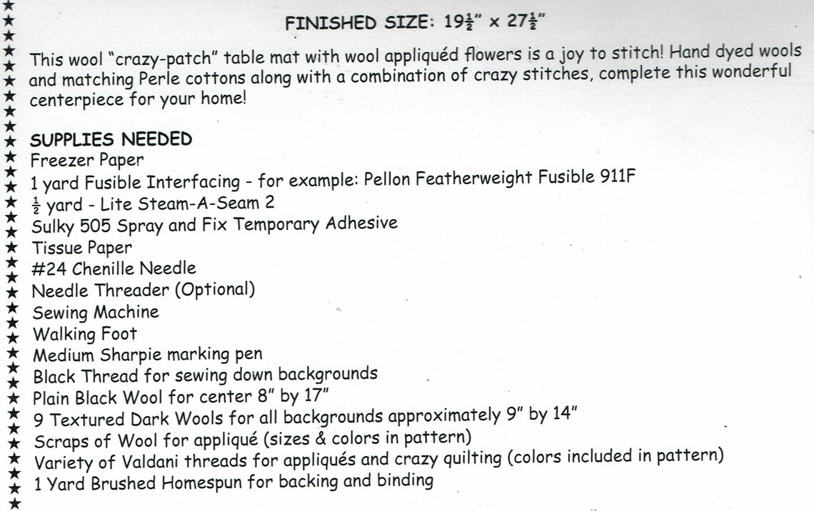 Flower Garden Crazy Table Mat Folk Art Penny Pattern by Etsy