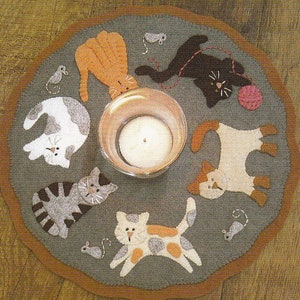 Little Stitchies - Cat&#39;s Meow Candle Mat by Bareroots