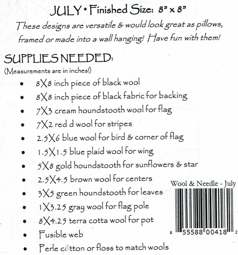 Wool & Needle Handwork July Mat Folk Art Penny Pattern by Buttermilk ...