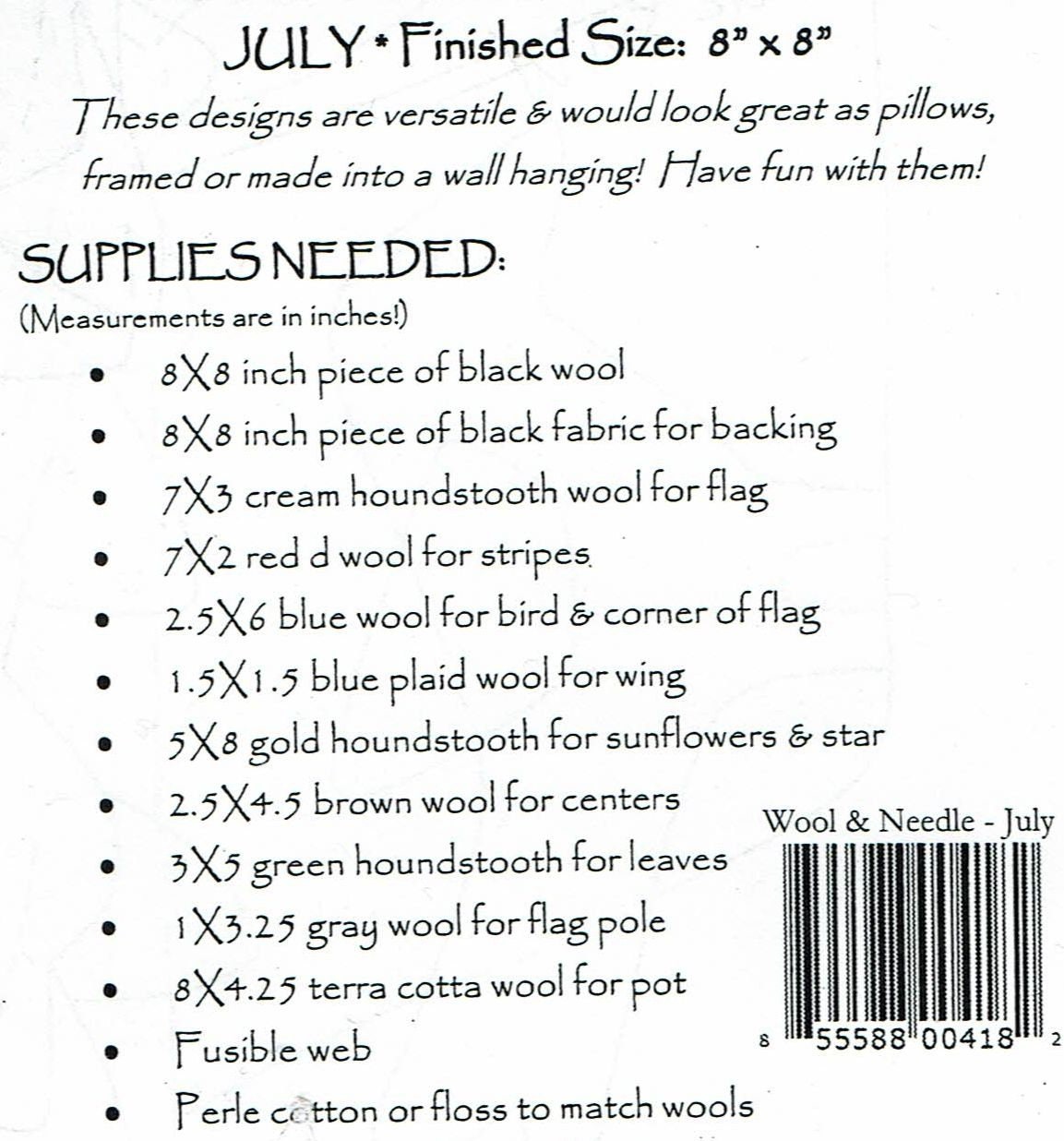 Wool & Needle Handwork July Mat Folk Art Penny Pattern by Buttermilk ...
