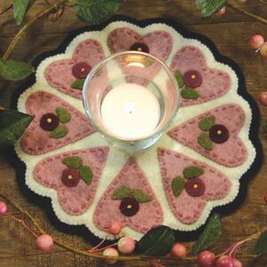 Little Stitchies - Hearts & Flowers Candle Mat  From Bareroots