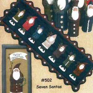 Seven Santas Folk Art Penny Rug by All Through the Night - Pattern