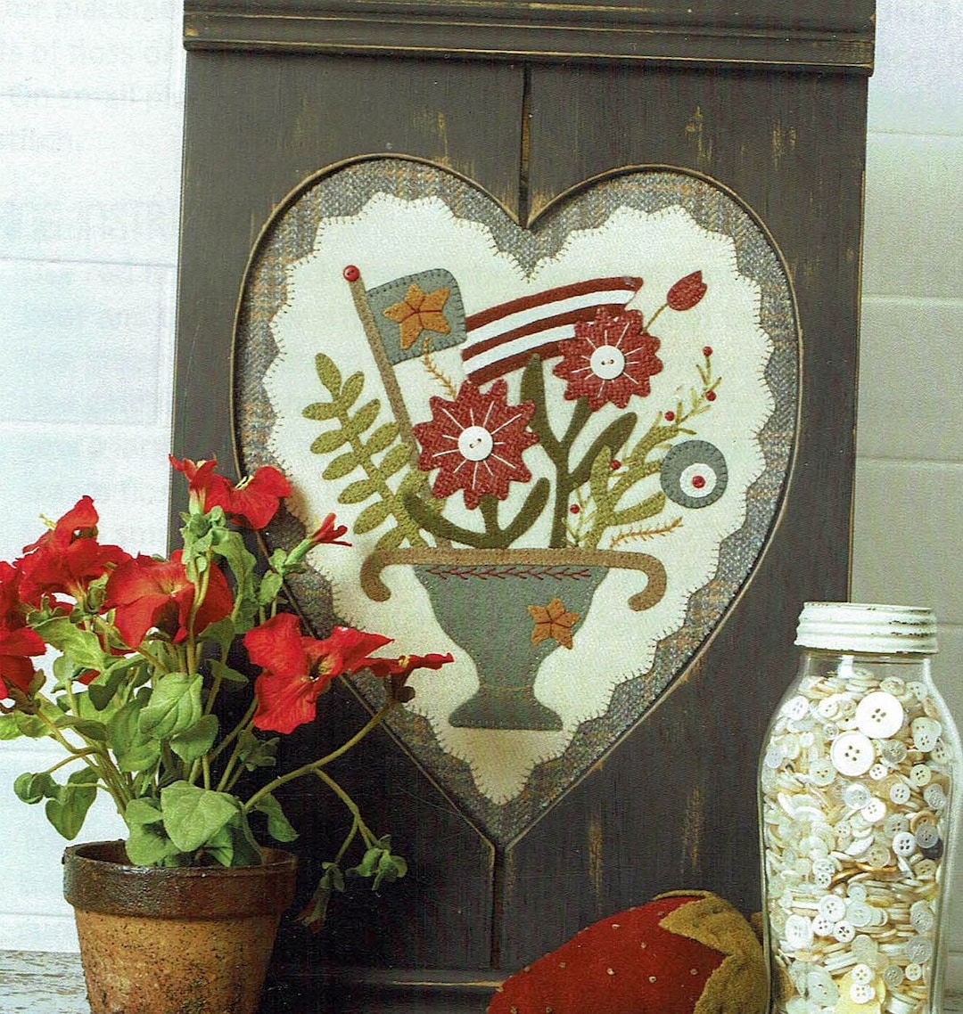 Gathered Hearts July 12" X 14" Penny Mat Folk Art Penny Pattern by ...