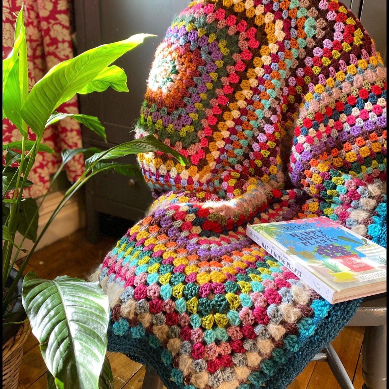 その他 USA Vintage Granny Blanket Hand Crocheted 'granny Square' Vintage Style Chunky / Throw