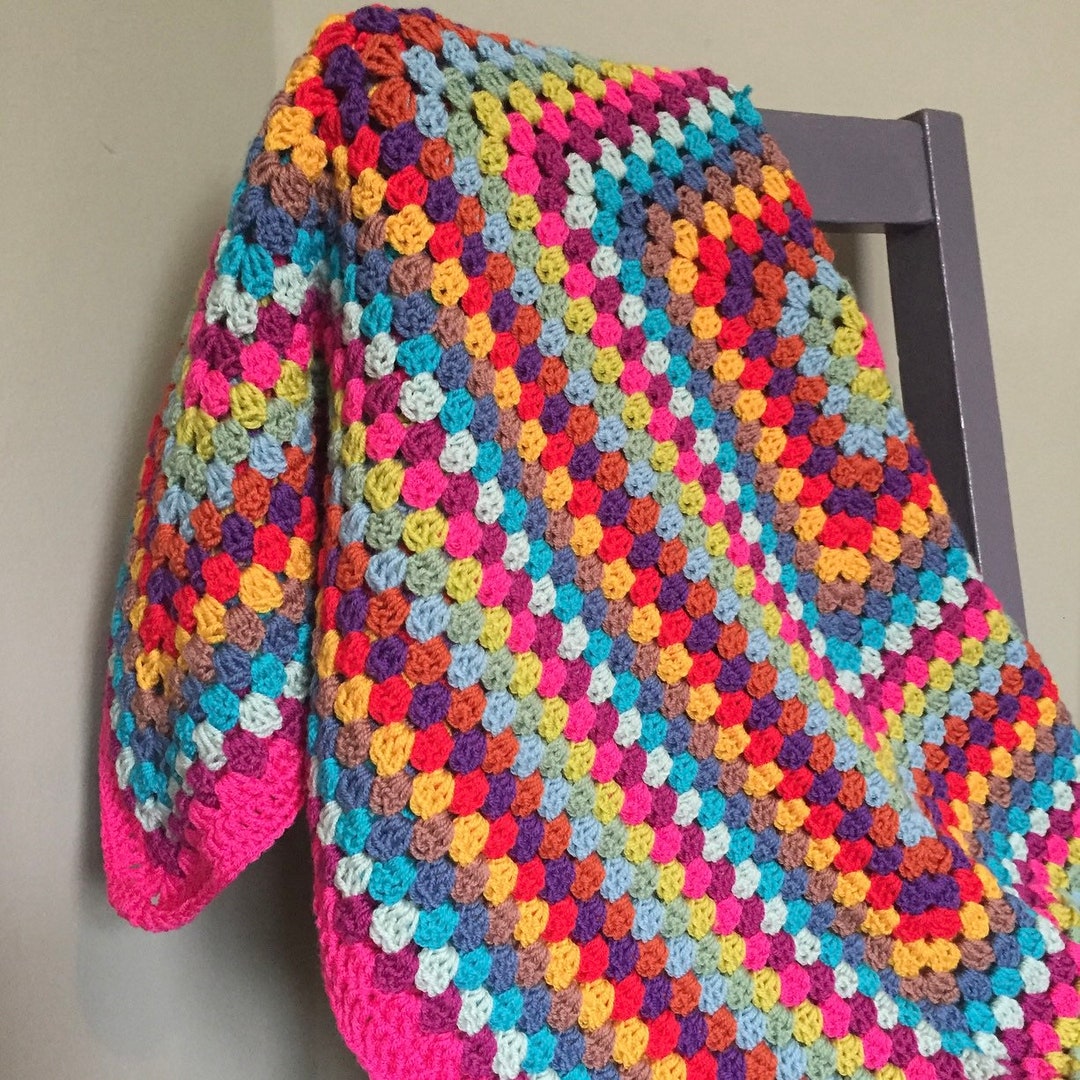Crocheted Granny Square Blanket / Throw / Afghan / Etsy UK